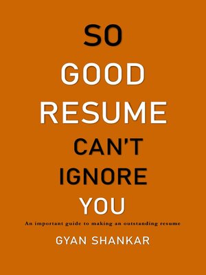 cover image of So Good Resume Can't Ignore You